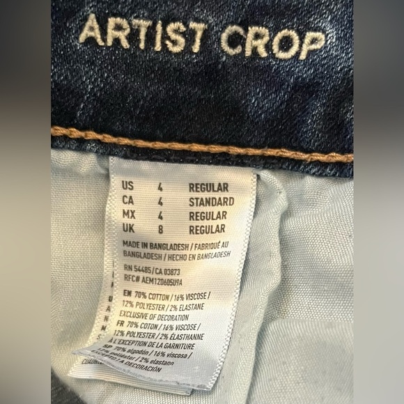 American Eagle AE Outfitters super stretch artist crop denim jeans SZ 4 - Picture 8 of 10